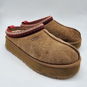 Ugg Tazz II Platform Slippers Chestnut Sheepskin Slides Size 7